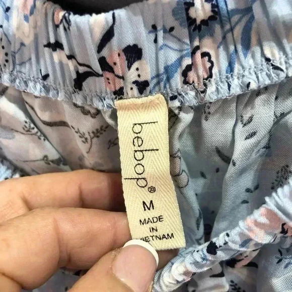 BeBop Off The Shoulder Floral Romper, tie waist, flutter short sleeve - Picture 9 of 9